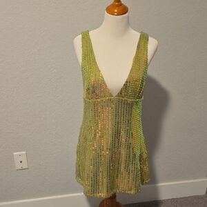 Green Sequin Swim Cover-Up